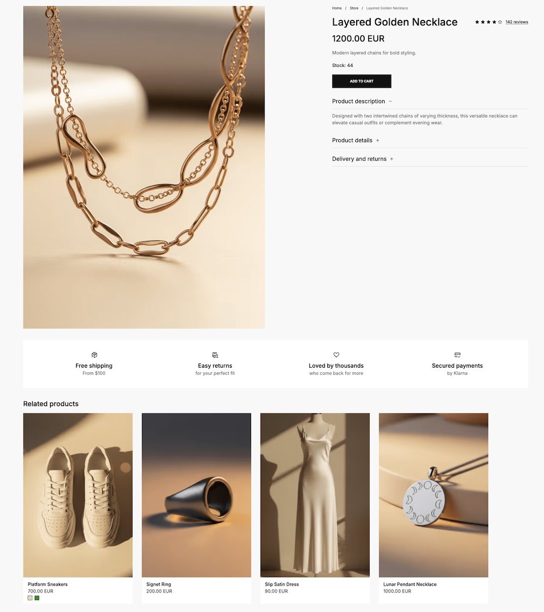 Fully loaded product details page